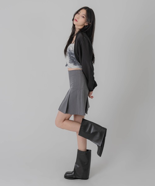 FOLLOWIN（フォロウィン）の「ショート丈クロップドボレロカーディガン（カーディガン/ボレロ・レディース・ブラック/グレー・FREE）」の21枚目の写真