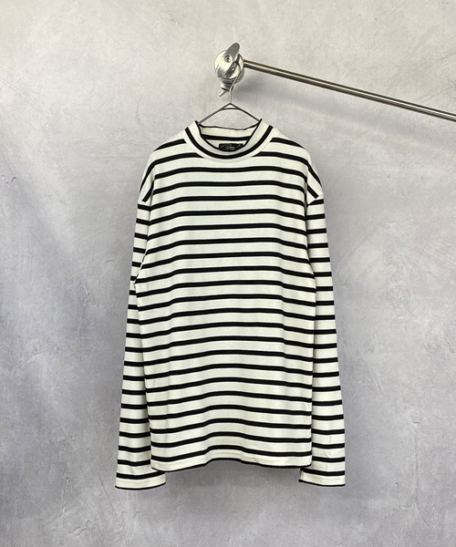 Beno(ビーノ)の「マイクロスムース ボーダーセミハイネック カットソー(Tシャツ/カットソー・メンズ・ホワイト×ブラック/ブラック×ホワイト・M/LL/L)」の9枚目の写真