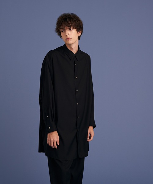 UP START(アップスタート)の「LONG SHIRTS/ロングシャツ(シャツ/ブラウス・メンズ・ブラック/グレー・FREE)」の2枚目の写真