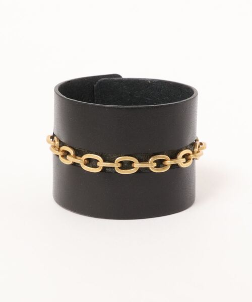 Ameri（アメリ）の「CHAIN UNION LEATHER BANGLE（バングル/リストバンド・レディース・ブラック/キャメル・FREE）」の5枚目の写真