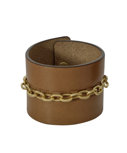 Ameri（アメリ）の「CHAIN UNION LEATHER BANGLE（バングル/リストバンド・レディース・ブラック/キャメル・FREE）」の8枚目の写真
