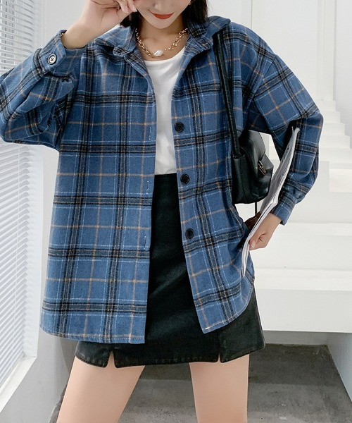 solleim(ソルレム)の「ビックチェックシャツ(シャツ/ブラウス・レディース・ブルー/ベージュ・M)」の5枚目の写真
