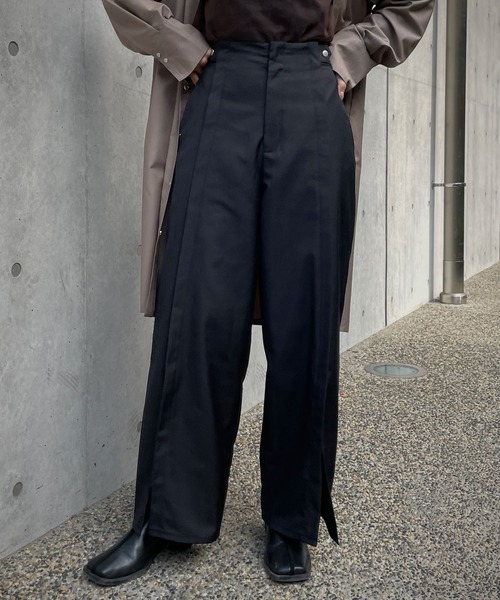 &g'aime（アンジェム）の「【&g’aime】スリットワイドパンツ（スラックス・レディース・ダークグリーン/ベージュ/ブラック・FREE）」の7枚目の写真