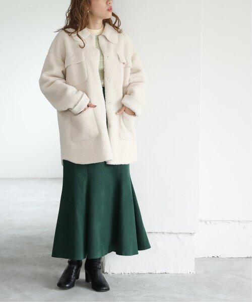 RAY CASSIN（レイカズン）の「ツイル起毛マーメイドスカート（スカート・レディース・ブルー/モスグリーン/グレイッシュベージュ・FREE）」の13枚目の写真