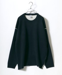 Punch the dough Knit Pullover/ロール配色 ポンチ オーバーサイズニットプルオーバー