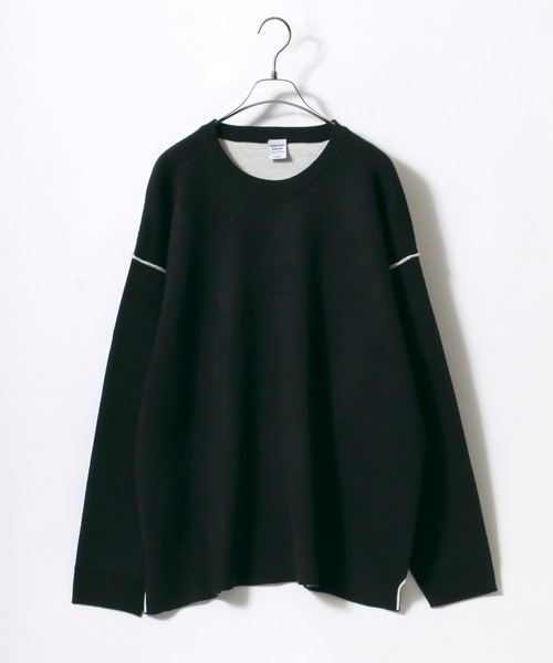 ANPAS(アンパス)の「Punch the dough Knit Pullover/ロール配色 ポンチ オーバーサイズニットプルオーバー(ニット/セーター・メンズ・ブラック/ネイビー/グレー・L/M)」の2枚目の写真