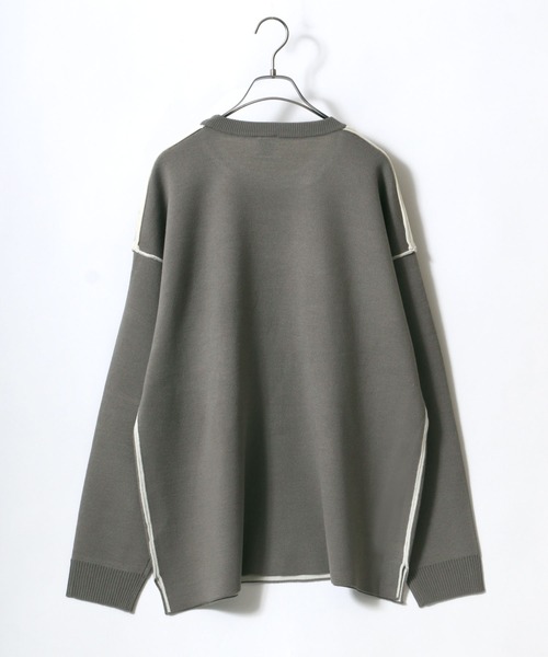 ANPAS(アンパス)の「Punch the dough Knit Pullover/ロール配色 ポンチ オーバーサイズニットプルオーバー(ニット/セーター・メンズ・ブラック/ネイビー/グレー・L/M)」の4枚目の写真