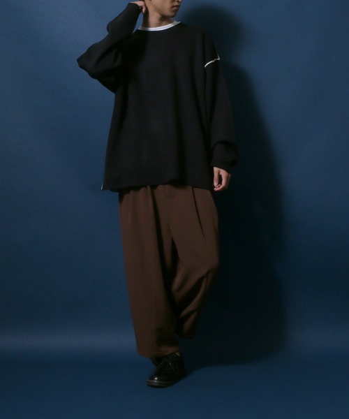 ANPAS(アンパス)の「Punch the dough Knit Pullover/ロール配色 ポンチ オーバーサイズニットプルオーバー(ニット/セーター・メンズ・ブラック/ネイビー/グレー・L/M)」の13枚目の写真