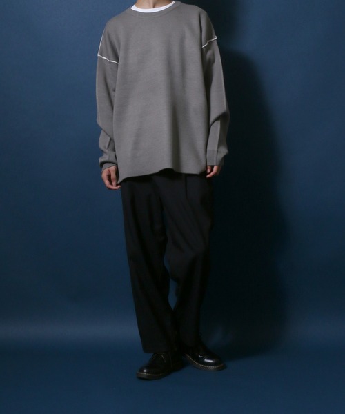 ANPAS(アンパス)の「Punch the dough Knit Pullover/ロール配色 ポンチ オーバーサイズニットプルオーバー(ニット/セーター・メンズ・ブラック/ネイビー/グレー・L/M)」の14枚目の写真