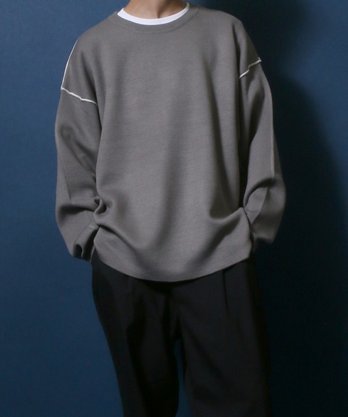 ANPAS(アンパス)の「Punch the dough Knit Pullover/ロール配色 ポンチ オーバーサイズニットプルオーバー(ニット/セーター・メンズ・ブラック/ネイビー/グレー・L/M)」の17枚目の写真