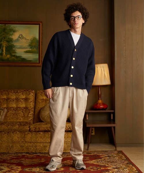 GYMPHLEX（ジムフレックス）の「Gymphlex | Vネックニットカーディガン MEN（カーディガン/ボレロ・メンズ・ネイビー/アイボリー・MEDIUM/LARGE）」の7枚目の写真