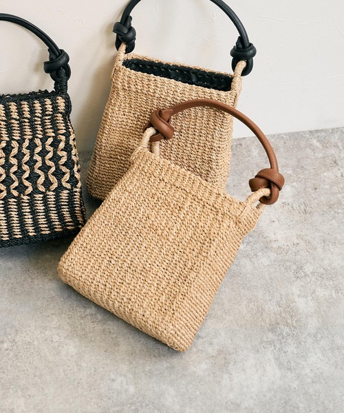 JAMIRAY（ジャミレイ）の「【JAMIRAY】Abaca knot handlepurse（かごバッグ・レディース・ブラック/ブラウン/ブラックミックス・FREE）」の3枚目の写真