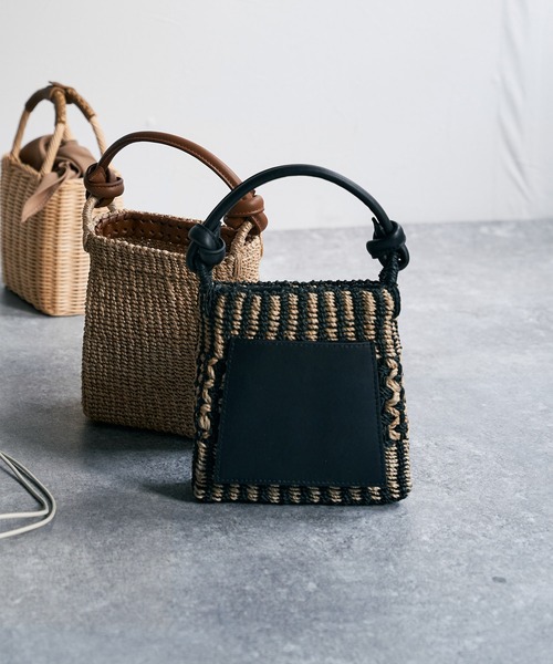 JAMIRAY（ジャミレイ）の「【JAMIRAY】Abaca knot handlepurse（かごバッグ・レディース・ブラック/ブラウン/ブラックミックス・FREE）」の4枚目の写真