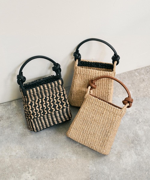 JAMIRAY（ジャミレイ）の「【JAMIRAY】Abaca knot handlepurse（かごバッグ・レディース・ブラック/ブラウン/ブラックミックス・FREE）」の6枚目の写真