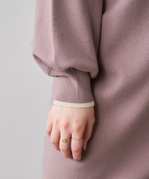 natural couture（ナチュラルクチュール）の「前後2WAYプチプラ配色ニットワンピース（ワンピース・レディース・ブラック/ブラウン/ミント/ピンクベージュ/ボルドー・FREE）」の21枚目の写真