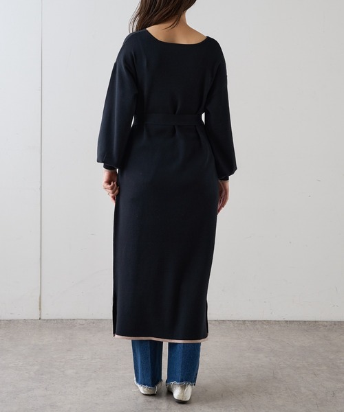 natural couture（ナチュラルクチュール）の「前後2WAYプチプラ配色ニットワンピース（ワンピース・レディース・ブラック/ブラウン/ミント/ピンクベージュ/ボルドー・FREE）」の9枚目の写真