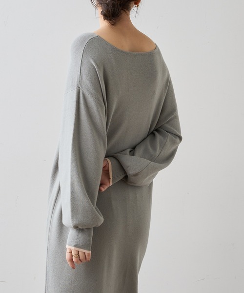 natural couture（ナチュラルクチュール）の「前後2WAYプチプラ配色ニットワンピース（ワンピース・レディース・ブラック/ブラウン/ミント/ピンクベージュ/ボルドー・FREE）」の7枚目の写真