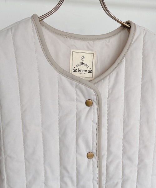 AS KNOW AS plus（アズノゥアズプラス）の「◇縦キルトノーカラージャケット（ノーカラージャケット・レディース・ブラック/ベージュ/アイボリー/モカ・FREE）」の10枚目の写真