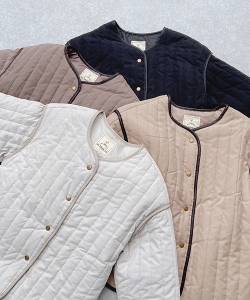 AS KNOW AS plus（アズノゥアズプラス）の「◇縦キルトノーカラージャケット（ノーカラージャケット・レディース・ブラック/ベージュ/アイボリー/モカ・FREE）」の7枚目の写真