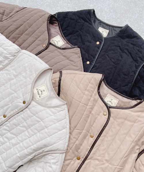 AS KNOW AS plus（アズノゥアズプラス）の「◇縦キルトノーカラージャケット（ノーカラージャケット・レディース・ブラック/ベージュ/アイボリー/モカ・FREE）」の9枚目の写真