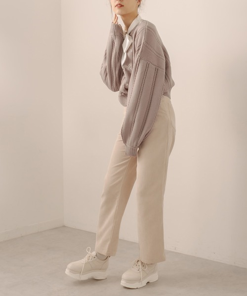 OLIVE des OLIVE（オリーブデオリーブ）の「お花刺繍ケーブルニット（ニット/セーター・レディース・ライトグレー/オフホワイト/ラベンダー・FREE）」の21枚目の写真