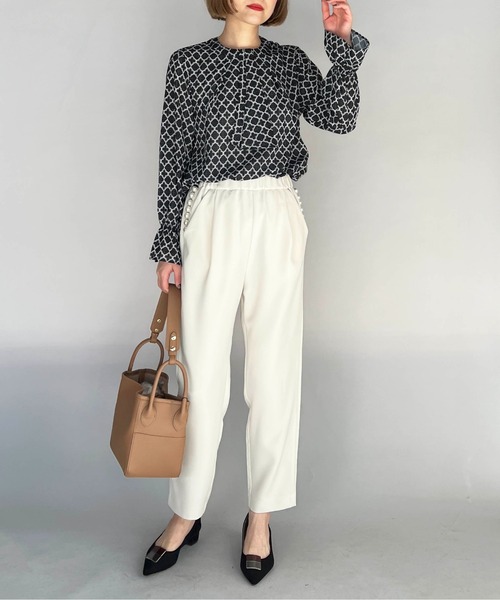 PICCIN（ピッチン）の「タックパールパンツ（スラックス・レディース・アイボリー/ブラック・S/M）」の10枚目の写真