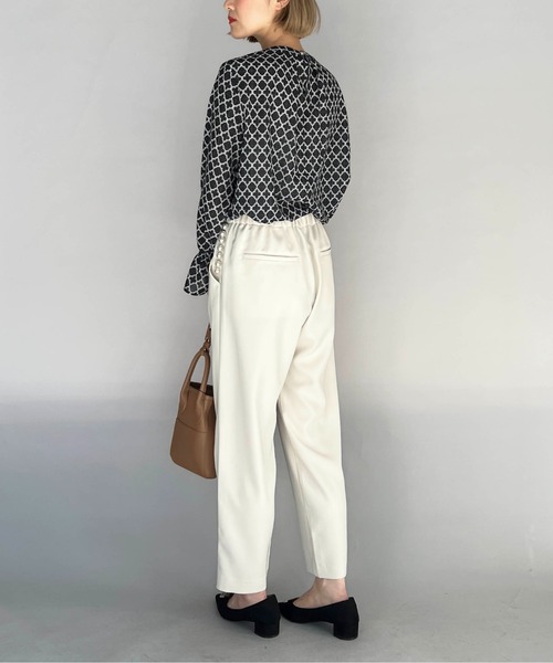 PICCIN（ピッチン）の「タックパールパンツ（スラックス・レディース・アイボリー/ブラック・S/M）」の3枚目の写真
