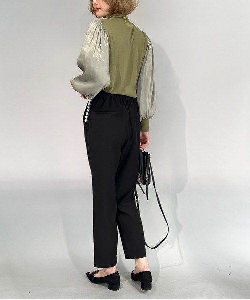 PICCIN（ピッチン）の「タックパールパンツ（スラックス・レディース・アイボリー/ブラック・S/M）」の4枚目の写真