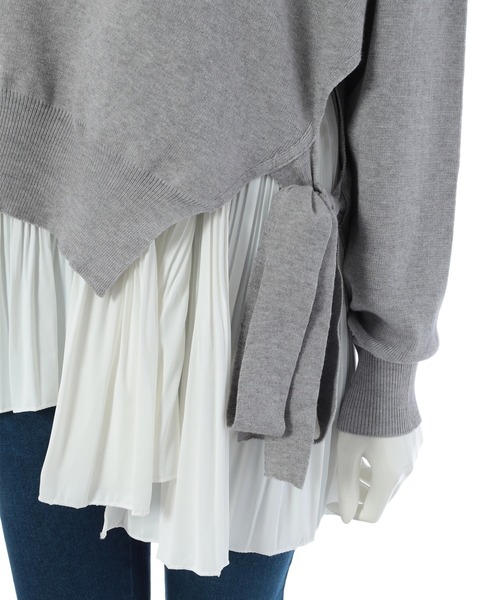 fifth（フィフス）の「プリーツインナー付きボトルネックニット（ニット/セーター・レディース・ブラック/グレー・MEDIUM）」の3枚目の写真