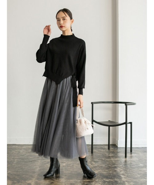 fifth（フィフス）の「プリーツインナー付きボトルネックニット（ニット/セーター・レディース・ブラック/グレー・MEDIUM）」の13枚目の写真