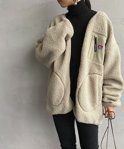 BEN DAVIS（ベンデイビス）の「[BEN DAVIS/ベンデイビス] ボアジップジャケット（その他アウター・レディース・オフホワイト/モカ/カーキ・M/L/XL）」の2枚目の写真