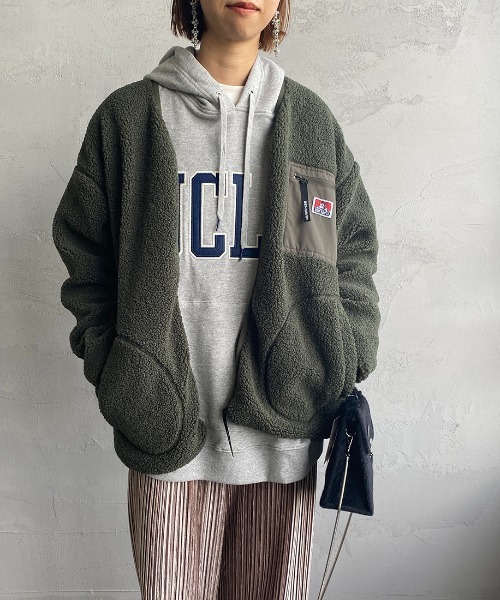 BEN DAVIS（ベンデイビス）の「[BEN DAVIS/ベンデイビス] ボアジップジャケット（その他アウター・レディース・オフホワイト/モカ/カーキ・M/L/XL）」の3枚目の写真
