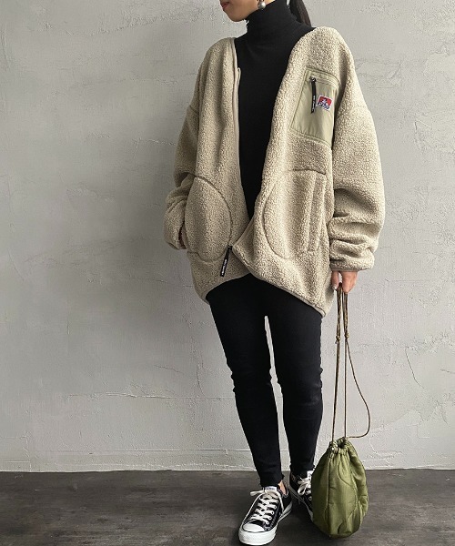 BEN DAVIS（ベンデイビス）の「[BEN DAVIS/ベンデイビス] ボアジップジャケット（その他アウター・レディース・オフホワイト/モカ/カーキ・M/L/XL）」の11枚目の写真