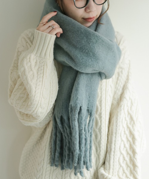 DISCOAT(ディスコート)の「【WEB限定】フェイクウールマフラー(マフラー・レディース・ブラック/ブラウン/カーキ/ブルー/アイボリー/ミント/モカ/ピンクベージュ/ライトベージュ/チャコールグレー/オレンジ/ライトグレー/グリーン/レッド/イエロー・FREE)」の10枚目の写真