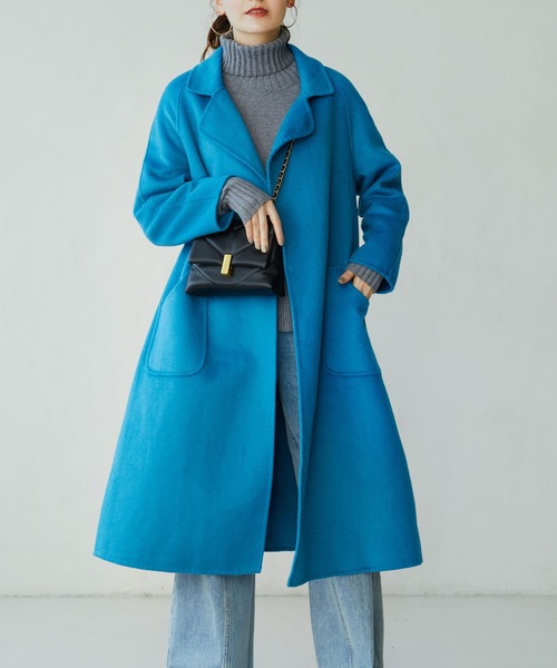 SAISON DE PAPILLON（セゾンドパピヨン）の「ウール混ダブルフェイスガウンロングコート（その他アウター・レディース・ブラウン/ブルー・フリー）」の8枚目の写真