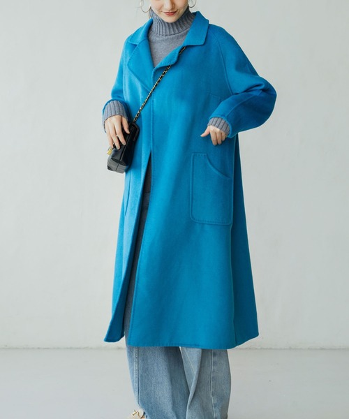 SAISON DE PAPILLON（セゾンドパピヨン）の「ウール混ダブルフェイスガウンロングコート（その他アウター・レディース・ブラウン/ブルー・フリー）」の20枚目の写真