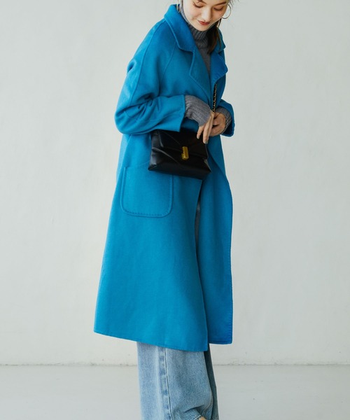 SAISON DE PAPILLON（セゾンドパピヨン）の「ウール混ダブルフェイスガウンロングコート（その他アウター・レディース・ブラウン/ブルー・フリー）」の5枚目の写真