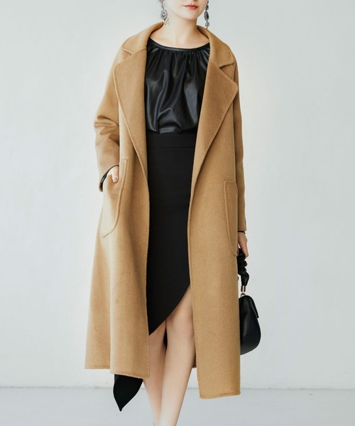 SAISON DE PAPILLON（セゾンドパピヨン）の「ウール混ダブルフェイスガウンロングコート（その他アウター・レディース・ブラウン/ブルー・フリー）」の11枚目の写真