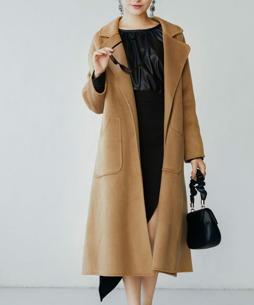 SAISON DE PAPILLON（セゾンドパピヨン）の「ウール混ダブルフェイスガウンロングコート（その他アウター・レディース・ブラウン/ブルー・フリー）」の15枚目の写真