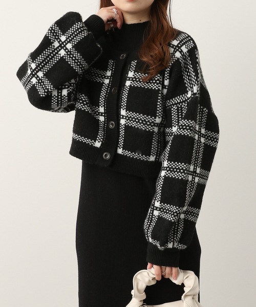 Heather(ヘザー)の「チェックカーデレイヤードニットワンピース 261441(ワンピース・レディース・ブラック/グリーン/オレンジ/ブルー/ブラウン・FREE)」の7枚目の写真
