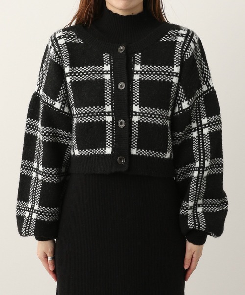 Heather(ヘザー)の「チェックカーデレイヤードニットワンピース 261441(ワンピース・レディース・ブラック/グリーン/オレンジ/ブルー/ブラウン・FREE)」の8枚目の写真
