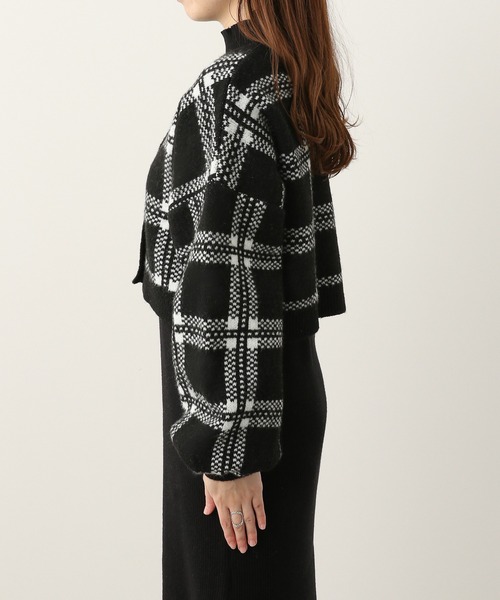 Heather(ヘザー)の「チェックカーデレイヤードニットワンピース 261441(ワンピース・レディース・ブラック/グリーン/オレンジ/ブルー/ブラウン・FREE)」の9枚目の写真
