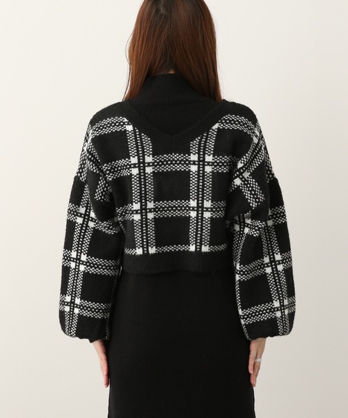 Heather(ヘザー)の「チェックカーデレイヤードニットワンピース 261441(ワンピース・レディース・ブラック/グリーン/オレンジ/ブルー/ブラウン・FREE)」の10枚目の写真