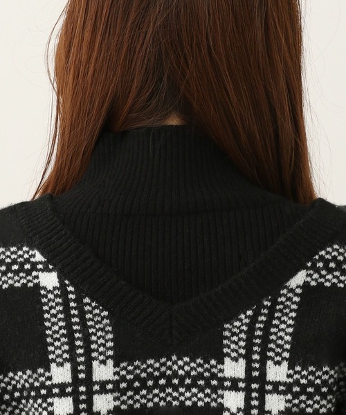Heather(ヘザー)の「チェックカーデレイヤードニットワンピース 261441(ワンピース・レディース・ブラック/グリーン/オレンジ/ブルー/ブラウン・FREE)」の11枚目の写真