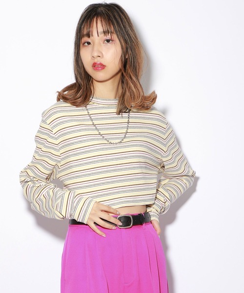 PBLIM（ページボーイリム）の「【PAGEBOYLIM】ショートマルチボーダー（Tシャツ/カットソー・レディース・ホワイト系その他/ブラウン系その他/グリーン系その他・FREE）」の17枚目の写真