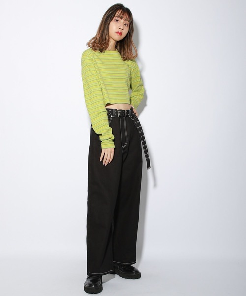 PBLIM（ページボーイリム）の「【PAGEBOYLIM】ショートマルチボーダー（Tシャツ/カットソー・レディース・ホワイト系その他/ブラウン系その他/グリーン系その他・FREE）」の15枚目の写真