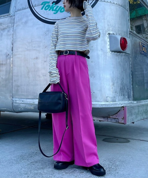 PBLIM（ページボーイリム）の「【PAGEBOYLIM】ショートマルチボーダー（Tシャツ/カットソー・レディース・ホワイト系その他/ブラウン系その他/グリーン系その他・FREE）」の7枚目の写真