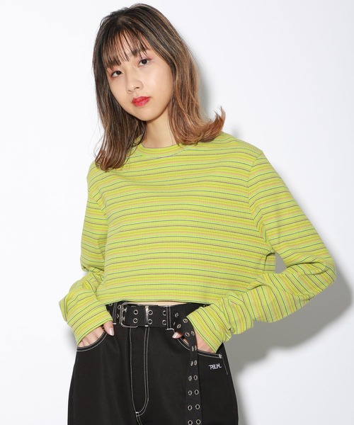 PBLIM（ページボーイリム）の「【PAGEBOYLIM】ショートマルチボーダー（Tシャツ/カットソー・レディース・ホワイト系その他/ブラウン系その他/グリーン系その他・FREE）」の13枚目の写真