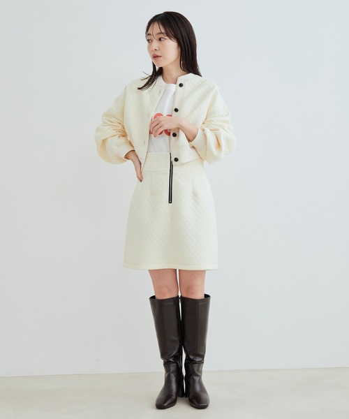 VIS(ビス)の「【WEB限定】カットキルトミニスカート【セットアップ対応】(スカート・レディース・ベージュ/オレンジ系その他/キナリ/ブラック・FREE)」の7枚目の写真