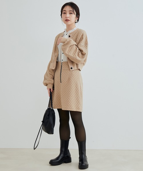 VIS(ビス)の「【WEB限定】カットキルトミニスカート【セットアップ対応】(スカート・レディース・ベージュ/オレンジ系その他/キナリ/ブラック・FREE)」の10枚目の写真